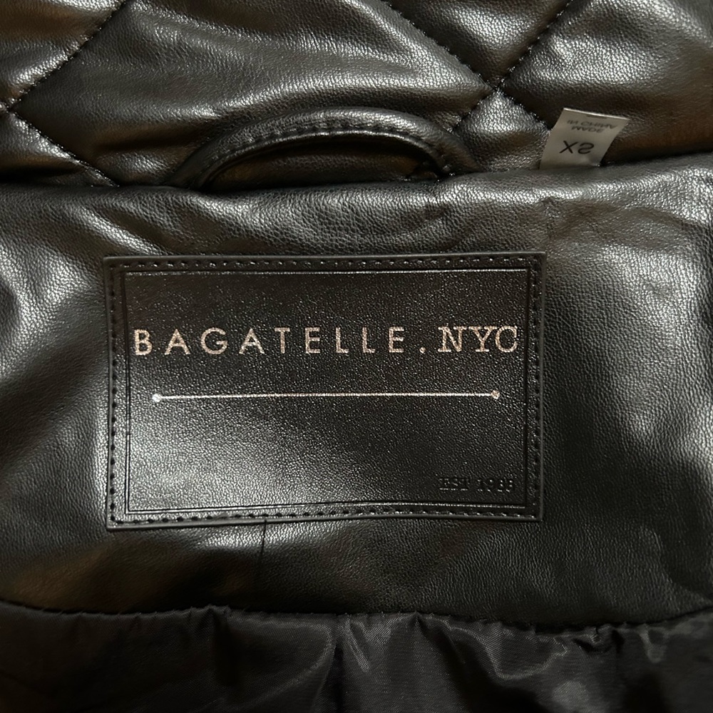 Bagatelle Black Leather Quilted Puffer Jacket - Picture 2 of 2